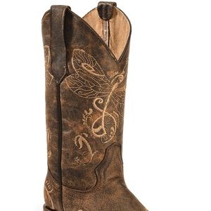 Circle G Women’s DRAGONFLY Embroidered Square toe